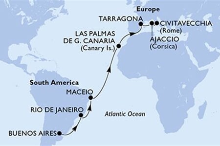 MSC SPLENDIDA - Argentina, Brazílie, Španělsko, Francie, Itálie (Buenos Aires)