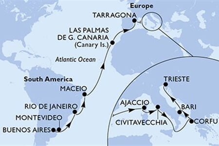 MSC SPLENDIDA - Uruguay, Argentina, Brazílie, Španělsko, Francie, ... (Montevideo)