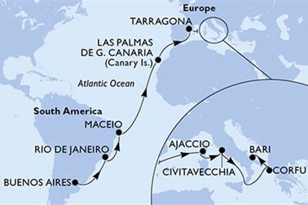MSC SPLENDIDA - Argentina, Brazílie, Španělsko, Francie, Itálie, ... (Buenos Aires)