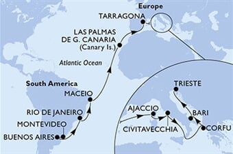 MSC Splendida - Uruguay, Argentina, Brazílie, Španělsko, Francie, ... (Montevideo)