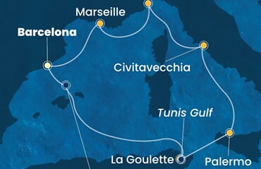 Costa Smeralda - Španělsko, Tunisko, Itálie, Francie (z Barcelony)