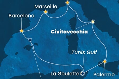 Costa Smeralda - Itálie, Francie, Španělsko, Tunisko (z Civitavecchie)
