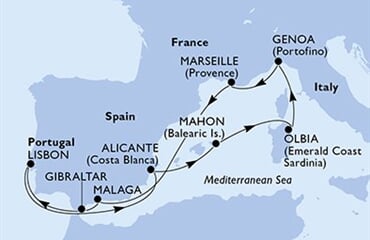 MSC Opera - Itálie, Francie, Španělsko, Gibraltar, Portugalsko (z Janova)