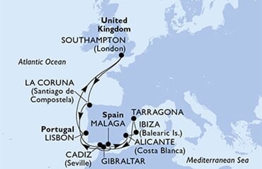 MSC Virtuosa - Velká Británie, Španělsko, Gibraltar, Portugalsko (ze Southamptonu)