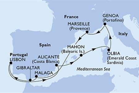 MSC OPERA - Španělsko, Gibraltar, Portugalsko, Itálie, Francie (z Malagy)