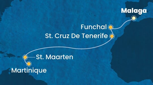 Costa Fascinosa - Španělsko, Portugalsko, Nizozemské Antily (z Malagy)