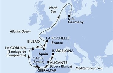 MSC Euribia - Španělsko, Gibraltar, Francie, Německo (z Barcelony)