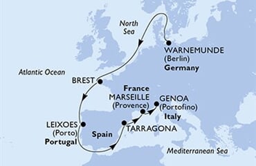 MSC Magnifica - Německo, Francie, Portugalsko, Španělsko, Itálie (Warnemünde)