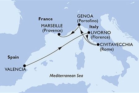 MSC ORCHESTRA - Spanyolország, Olaszország, Franciaország (a Valencia-ből)