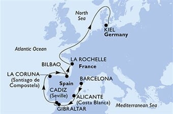 MSC Euribia - Španělsko, Gibraltar, Francie, Německo (z Barcelony)