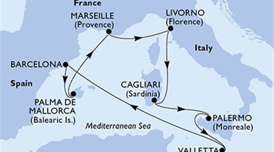 MSC Splendida - Malta, Španělsko, Francie, Itálie (La Valetta)
