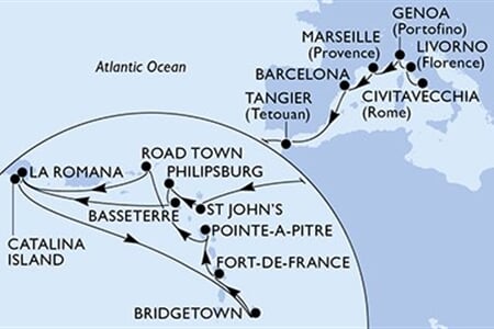 MSC OPERA - Itálie, Francie, Španělsko, Maroko, Antigua a Barbuda, ... (z Civitavecchie)