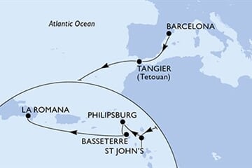 MSC OPERA - Španělsko, Maroko, Antigua a Barbuda, Nizozemské Antily, Sv.Kryštof a Nevis, ... (z Barcelony)