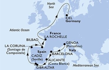 MSC Euribia - Itálie, Španělsko, Gibraltar, Francie, Německo (z Janova)