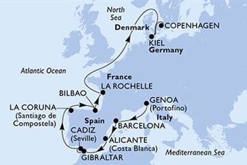 MSC EURIBIA - Olaszország, Spanyolország, Gibraltár, Franciaország, Németország, ... (a Genova-ből)