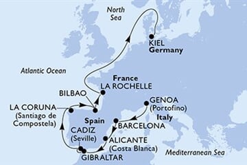 MSC EURIBIA - Olaszország, Spanyolország, Gibraltár, Franciaország, Németország (a Genova-ből)