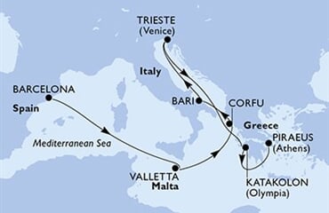 MSC Fantasia - Španělsko, Malta, Řecko, Itálie (z Barcelony)