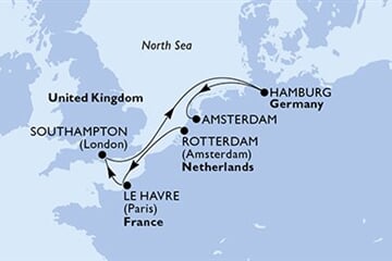 MSC PREZIOSA - Hollandia, Franciaország, Nagy-Britannia, Németország (a Rotterdam-ből)