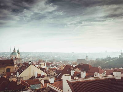 city, sky, clouds, prague, czech republic, roofs, view, houses, building, old town, romance, bohemia, morning