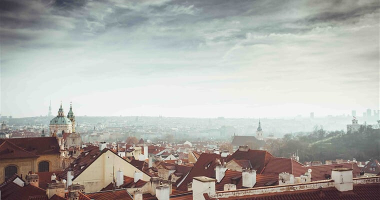 city, sky, clouds, prague, czech republic, roofs, view, houses, building, old town, romance, bohemia, morning