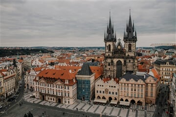 square, old quarter, prague, roofs, historical sites, people