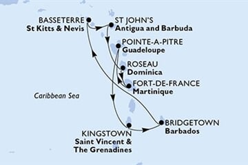 MSC Virtuosa - Barbados, Sv.Kryštof a Nevis, Antigua a Barbuda, Dominika, Martinik, ... (Bridgetown)