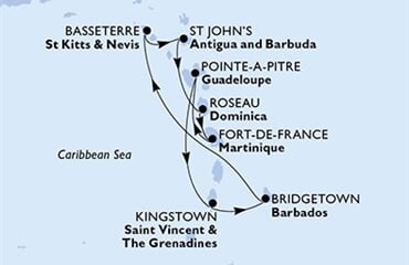 MSC Virtuosa - Barbados, Sv.Kryštof a Nevis, Antigua a Barbuda, Dominika, Martinik, ... (Bridgetown)
