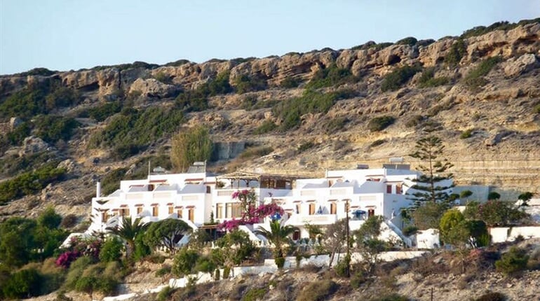 Studia Sunset - Karpathos: fotografie vybavení exteriérů a interiérů ubytování.