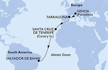 MSC Divina - Itálie, Španělsko, Brazílie (z Janova)