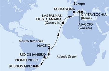 MSC Splendida - Uruguay, Argentina, Brazílie, Španělsko, Francie, ... (Montevideo)