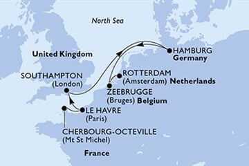 MSC PREZIOSA - Francie, Velká Británie, Německo, Belgie, Nizozemí (Cherbourg)