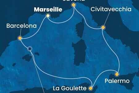 Costa Smeralda - Francie, Španělsko, Tunisko, Itálie (z Marseille)