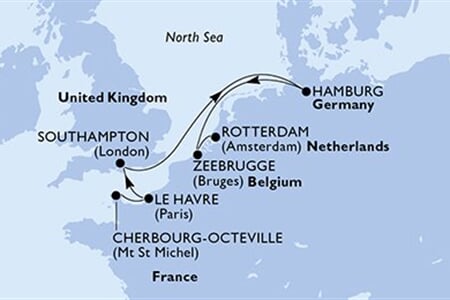 MSC Preziosa - Francie, Velká Británie, Německo, Belgie, Nizozemí (Cherbourg)