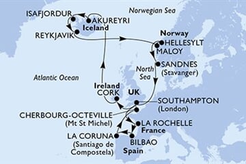 MSC VIRTUOSA - Velká Británie, Irsko, Island, Norsko, Francie, ... (ze Southamptonu)