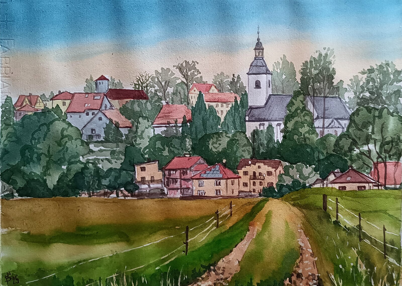 Blažena Niemcová: Vendryně, 30 × 40 cm