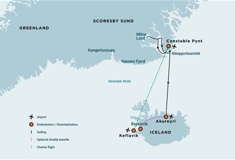 East Greenland, Scoresby Sund - Iceland, Aurora Borealis, Fly & Sail (s/v Rembrandt van Rijn)