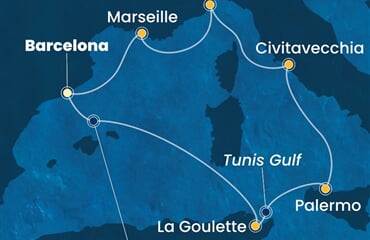 Costa Smeralda - Španělsko, Tunisko, Itálie, Francie (z Barcelony)