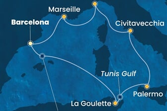 Costa Smeralda - Španělsko, Tunisko, Itálie, Francie (z Barcelony)