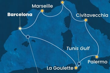 Costa Smeralda - Španělsko, Tunisko, Itálie, Francie (z Barcelony)