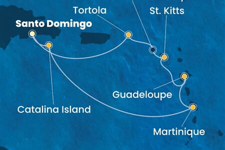 Costa Fascinosa - Dominikán.rep., Nizozemské Antily, Panenské o. (britské) (Santo Domingo)