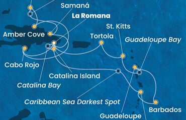 Costa Pacifica - Dominikán.rep., Nizozemské Antily, Panenské o. (britské), Turks a Caicos (z La Romana)