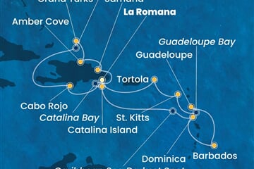 Costa Pacifica - Dominikán.rep., Turks a Caicos, Dominika, Nizozemské Antily, Panenské o. (britské) (z La Romana)