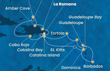 Costa Pacifica - Dominikán.rep., Turks a Caicos, Dominika, Nizozemské Antily, Panenské o. (britské) (z La Romana)