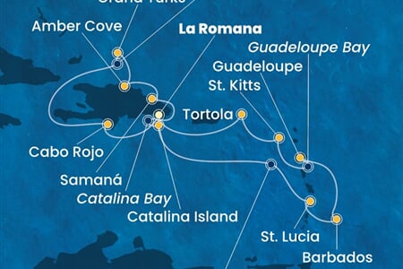 Costa Pacifica - Dominikán.rep., Nizozemské Antily, Panenské o. (britské), Turks a Caicos (z La Romana)