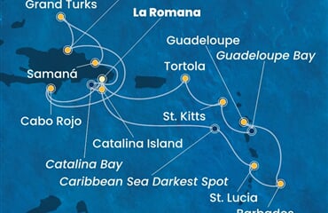 Costa Pacifica - Dominikán.rep., Turks a Caicos, Nizozemské Antily, Panenské o. (britské) (z La Romana)