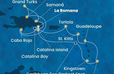 Costa Pacifica - Dominikán.rep., Sv.Vincenc a Grenadiny, Nizozemské Antily, Panenské o. (britské), Turks a Caicos (z La Romana)