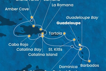 Costa Pacifica - Nizozemské Antily, Panenské o. (britské), Dominikán.rep., Turks a Caicos, Dominika (Pointe-a-Pitre)