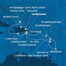 Costa Pacifica - Dominikán.rep., Turks a Caicos, Dominika, Nizozemské Antily, Panenské o. (britské) (z La Romana)