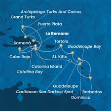 Costa Pacifica - Dominikán.rep., Dominika, Nizozemské Antily, Panenské o. (britské), Turks a Caicos (z La Romana)