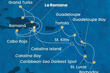 Costa Pacifica - Dominikán.rep., Turks a Caicos, Nizozemské Antily, Panenské o. (britské) (z La Romana)